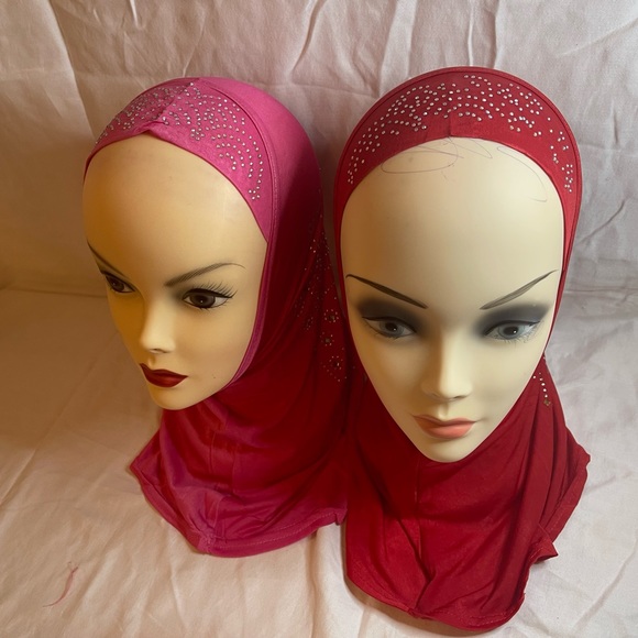 Muslim one piece kids hijab lslamic girl solid Scarf Arab head Wrap Hat - Picture 11 of 12